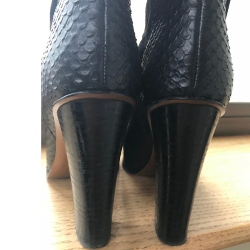 Vince Black Python Embossed Leather And Suede Boo… - image 7